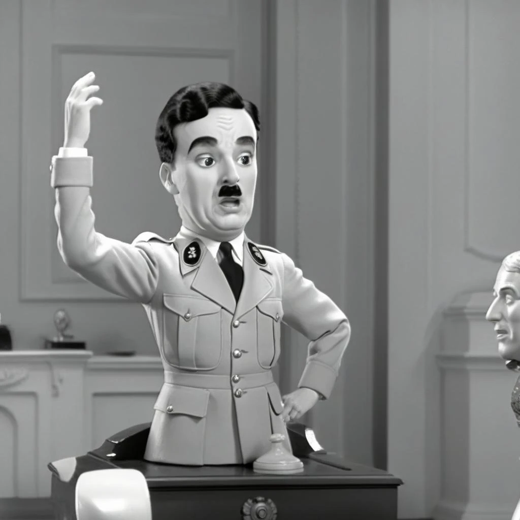 <lora:SDXL Chaplin films The Great Dictator-000001:0.8>
The Great Dictator,best quality, high quality, highres, masterpiece,  sharpening, 3D, animated, 
looking at viewer, male focus,