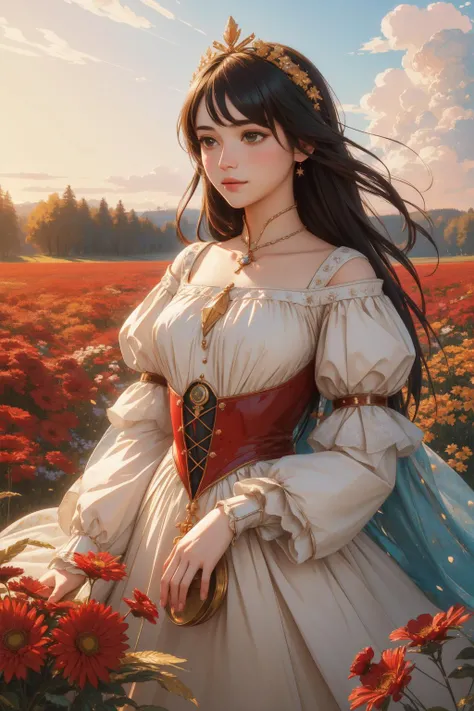 1girl, detailed a microscopic photo, epic Cob of a behance, Unconventional Alhambresque ("The Idea of Blood":1.3) , flying in Draco constellation Worried foliage and flower field, Sun in the sky, Bokeh, (stylized by Frank Weston Benson:1.1) , (Martin Schongauer:1.2) , (Alex Howitt:1.0) , (Konstantin Korovin:1.1) , Ultra Detailed, Joyful, (Purple theme:0.7) , American Impressionism, spotlit, Long exposure, Canon 5d mark 4, 80mm, Cathode tube, delicate, dreamy, unreal engine, Unsplash, dramatic