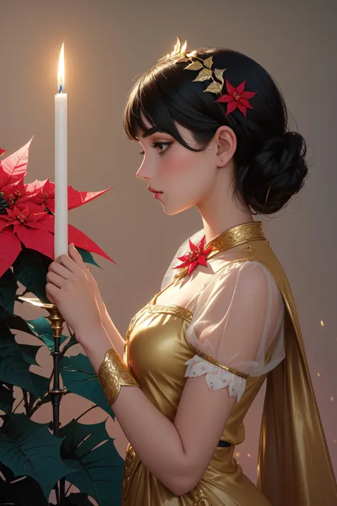 1girl, [ (fantasy art stylized by Luis Ricardo Falero:1.0) : (Konstantin Korovin:1.2) : (Natalia Drepina:1.3) :18], magnificent Cinematic still, behance, award winning, side-profile of a Icy Masterpiece traditional Bantu ([butter:Poinsettia:1]:1.3) , it is anthropomorphic with a face, it is designed by Mercedes-Benz, detailed Adorable background, fluorescent pink grass and reeds, Thunderstorm, tilt shift, Sketch, Romantic, Grimdark, Candle light, L USM, Primary Colors, dreamy, Gold Leafing, 8K, extremely beautiful