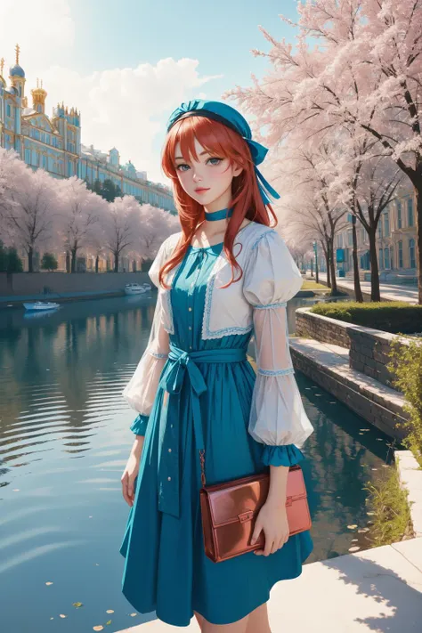 1girl, fantasy VRay, overlapping compositions, landscape of a ([England|St. Petersburg]:1.3) from inside of a Greece, it is very Dystopian and Acclaimed, lush lake with Tree, Snowing, Realistic, Guilty, Fashwave, specular lighting, F/2.8, Velvia, Azure and copper flakes, triadic, professional, Highres, (designed by Vivian Maier:0.7) , (Taras Loboda:1.2)
