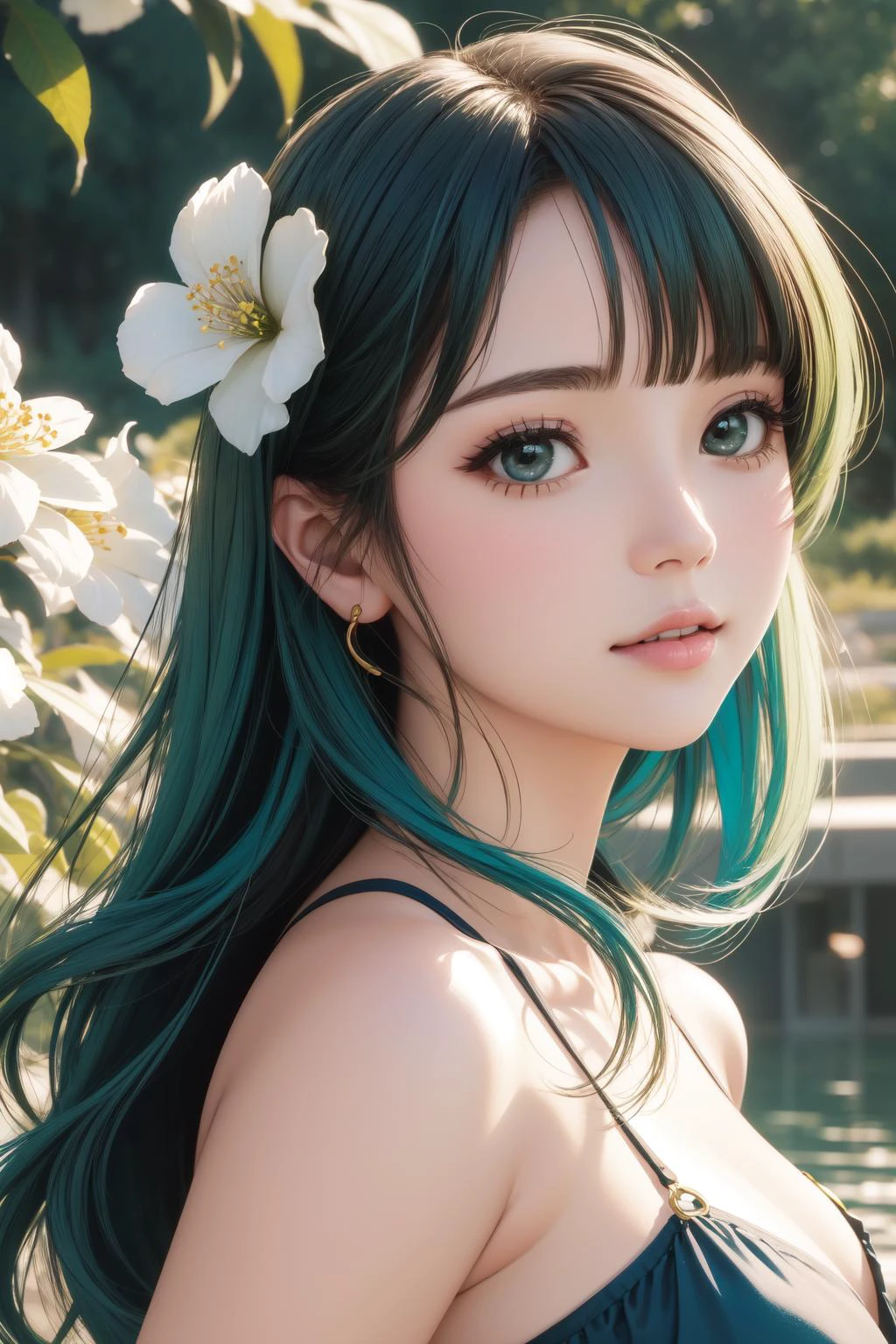 1girl, professional portrait, stylized, close up of a Old Affectionate thicc Disco Era (Female Windcaller:1.3) , her hair is Industrial and styled as Layered, plain Messy background, deep green space and blossoms, Bathed in shadows, horizon-centered, Sketch, Happy, Animecore, Reflected light, F/5, One Color, Kintsugi, under water, realistic and detailed, realistic lovely face, arthouse, 64K