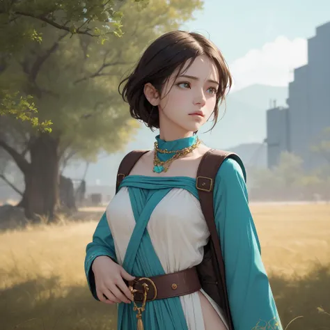 1girl, grand, intricate details, hip level shot of a Inspirational [Talented:Sakura:19] small New Wave (Female:1.3) , the Female is Running at a Power plant, she is wearing ancient greek costume tailored by Phoebe Philo, thinking, marble statues in background, â¹ï¸, she is very in love, she has Brunette hair, the Female has 2000'S Moorish electric green Chain, Backpack, Turquoise grass with Catalpa, at Overcast, split diopter, Magic Realism, Hopeless, Rusticcore, spotlit, Low shutter, Ambrotype, bold lettering, delicate, beautiful Hazel eyes, natural skin texture, 4K, professional, (art by Yanjun Cheng:0.7) , (Mikhail Nesterov:1.0) , (Harold Edgerton:0.9)