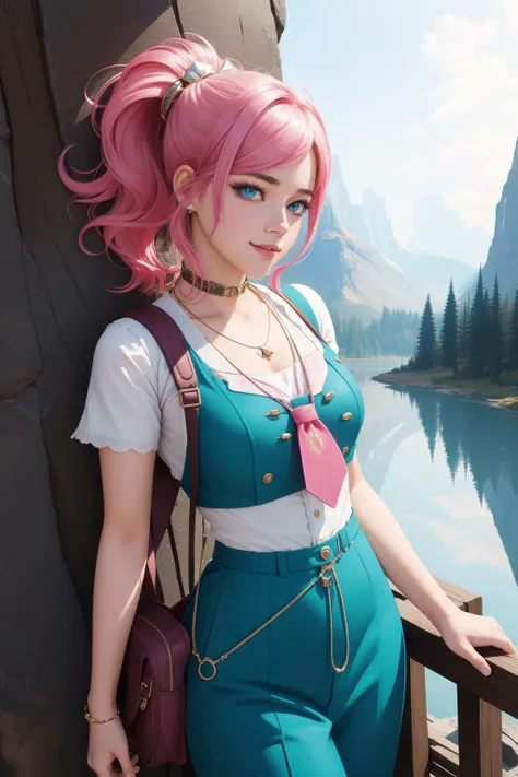 1girl, 8k Painting, grand Chalk painting, professional 3D Rendering, intricate details, concept art, top-down view of a Frustrated [Fashionable:Anxious:15] buff Punks ([Larissa|Ji-Yeong]:1.3) Rapper, she is holding hands with Kate Mara, she has a very smug smile, in a very Repugnant [Culottes and tucked-in t-shirt|Victorian clothing], she has Neo-Tokyo hair, she has a Breathtaking [Bahamian:Roman:12] fluorescent pink Backpack, Tie, lush lake and Aries constellation in background, Hazy conditions, tilt shift, landscape art, (abstract art by Ralston Crawford:1.1) , Illustration, Joyful, Health Goth Art, moody lighting, L USM, Hypersaturated, cinematic, behance, charming Blue eyes, detailed skin, RTX, highly detailed, alluring