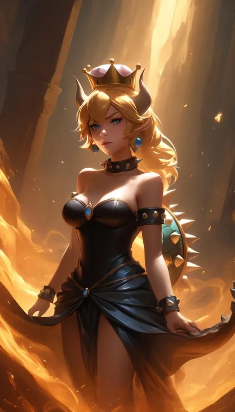 ethereal fantasy concept art of Cinematic scene, hero view, Bowsette <lora:bowsette_xl_v1:1>, action pose, detailed background, masterpiece, best quality, high quality, highres, absurdres . magnificent, celestial, ethereal, painterly, epic, majestic, magical, fantasy art, cover art, dreamy, (b&w, Monochromatic, Film Photography:1.3), Photorealistic, Hyperrealistic, Hyperdetailed, film noir, analog style, soft lighting, subsurface scattering, realistic, heavy shadow, masterpiece, best quality, ultra realistic, 8k, golden ratio, Intricate, High Detail, film photography, soft focus