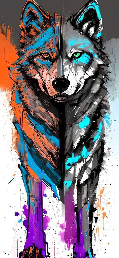 (samdoesarts:1.3), nvinkpunk, steel and ice, dystopian iron punk, flurry, particles, techno-organic (wolf:1.3) horrifying mutation, portrait, back lighting, abstract, painting, painted by famous artist, aethereal, liquid, abstract, masterpiece, highly detailed, best quality, highest quality, realistic lighting, hyperdetailed, hyperrealism, limited pallete flat color