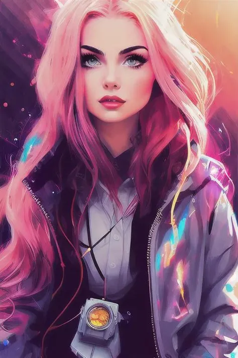 Evil twin hacker Ava Max dressed as an accountant day in beauty spa, sunny day by WLOP, Carne Griffiths, Simon Dewey, Artgerm, Lou Xaz, Pixar, intricately detailed concept art, cinematic, 8k