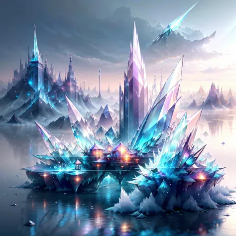 <lora:CrystallineAI-000009:1>, CrystallineAI city , concept art