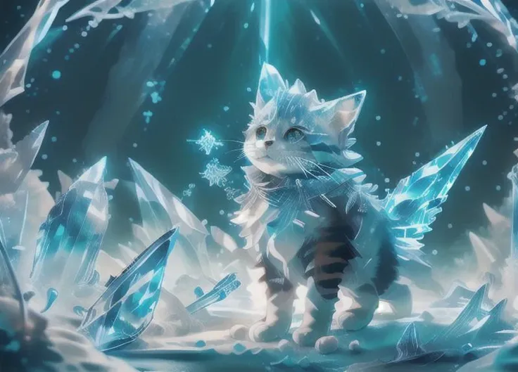 <lora:cat_20230627113759:0.9> cat, standing up, epic landscape, ice swirl, volumetric lighting, cinematic lighting, bright colours, highly detailed, photorealistic, <lora:Concept - Cryomancer:0.5> ice-flurry, snow, ice-shard, ice, crystal, magic, cryokinesis, casting spell <lora:Clothing - Hydro Armor:0.6> hydr04rmor, glowing, underwater, air bubble <lora:Clothing - Ice Armor:0.4> ic34rmor <lora:CrystallineAI:0.6> crystallineAI