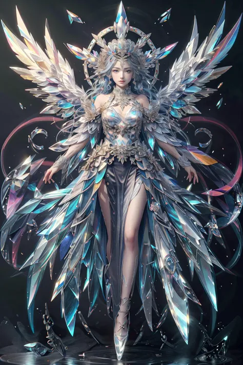 ((best quality)), ((masterpiece)), (detailed),<lora:PAseer_angelV1:0.7>,1girl,solo,angel, <lora:nvwushen-000020:0.4>,quan,full body,colorful, extremely detailed CG unity 8k wallpaper, intricate details, kaleidoscopic imagery, symmetrical patterns, vibrant colors, geometric shapes, mesmerizing designs, optical illusions, dynamic composition, pantomime art, <lora:CrystallineAI-000009:1>, crystallineAI