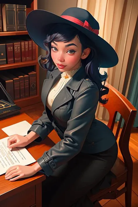 DEN_jess_taras,
a 1940s private investigator wearing a trench coat and rimmed hat sitting in a drab dank office at the desk using a typewriter, private investigator, 1940s,
detailed, skin pores, textured, high resolution, immaculate, 8k, raw, photorealistic, real, f1.4, bokeh, slr, <lora:epi_noiseoffset2:1> <lora:ClothingAdjuster3:-1.3>
