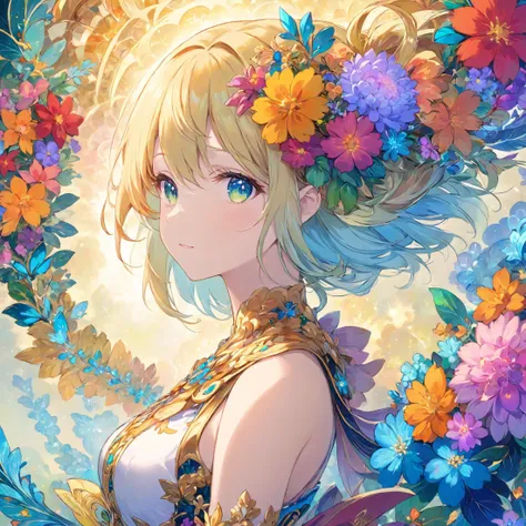 (Best quality),(masterpiece),(an extremely detailed beautiful),2D,anime,upper body,
anime,(masterpiece, top quality, best quality, official art, beautiful and aesthetic:1.2),(1girl),upper body,extreme detailed,(fractal art:1.3),colorful,flowers,highest detailed,