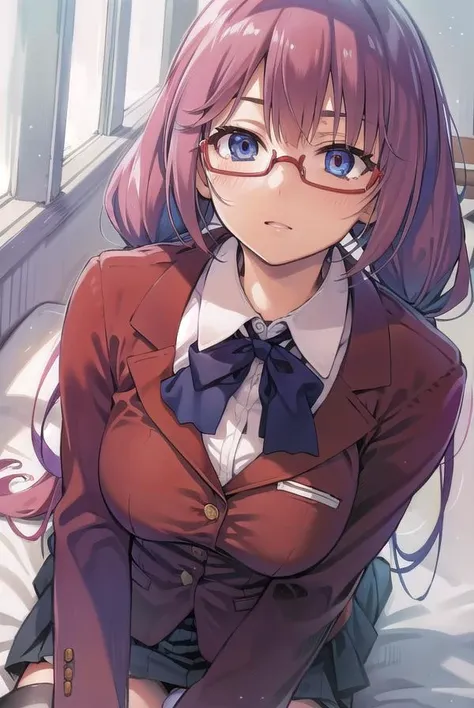 airisakura, <lyco:airisakura-lyco-nochekaiser:1>,
airi sakura, blue eyes, glasses, long hair, pink hair, (low twintails:1.5),
BREAK glasses, advanced nurturing high school uniform, blazer, red blazer, bow, bowtie, collared shirt, jacket, long sleeves, pleated skirt, school uniform, shirt, shoes, skirt, white shirt, white skirt, white socks,
BREAK looking at viewer, full body,
BREAK indoors, classroom,
BREAK <lyco:GoodHands-beta2:1>, (masterpiece:1.2), best quality, high resolution, unity 8k wallpaper, (illustration:0.8), (beautiful detailed eyes:1.6), extremely detailed face, perfect lighting, extremely detailed CG, (perfect hands, perfect anatomy),