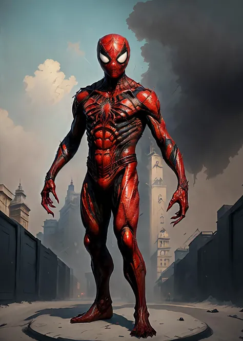 (8k, RAW photo, best quality, masterpiece:1.2),ultra realistic, masterpiece, <lora:Cthulhu_monster:0.7>, solo, white background, full body, monster, simple background, standing, spiderman