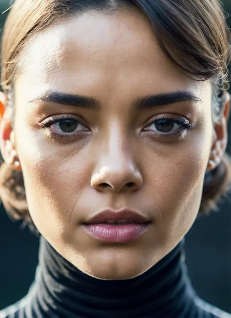 A stunning intricate full color portrait of (sks woman:1), wearing a black turtleneck, epic character composition, by ilya kuvshinov, alessio albi, nina masic, sharp focus, natural lighting, subsurface scattering, f2, 35mm, film grain, <lora:lora_tessa_v1_from_v1_160:1>