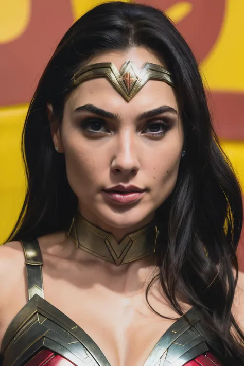 analog style, modelshoot style, close up RAW photo of galGad1 dressed as wonder woman, detailed textures, sharp focus, ultra high pixel detail, absurdres, cinematic, intricate, cinematic light, concept art, art station, realistic, movie scene, cinematic, high quality, craig mullins and wayne barlowe style, full colors, incredibly detailed, 4k, 8k, galGad1