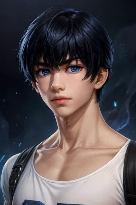 masterpiece, best quality, photorealistic, 1boy, solo, male focus, looking at viewer, upper body, , <lora:yamato_takura:0.68>, yamato_takura, black hair, blue eyes, , grimdark,