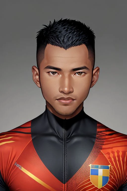 Face of syahnk, full body portrait, 8K UHD, Studio lighting, photoshoot , muscular ,, ( African male cyclist:1.3), high detailed face, outdoor photoshoot,oiled skin, glowing, high detailed face, high detailed skin,HD, RAW photo, subsurface scattering , shredded, (golden tanned skin), smirked face, open mouth,HDR, shadow,dark theme, Military haircut, buff,beefy, realistic I