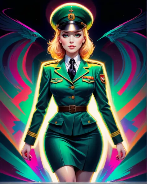 1940's military-woman with Hourglass body shape and Fair Skin, wearing German Women's Auxiliary Services (Helferinnen) Uniform: Gray-green, jacket and skirt, white blouse, necktie, peaked cap/beret, insignia
<lora:SDXLFaeTastic2400:0.31>
<lora:EnvyMysticNeonXL01:0.91> <lora:EnvyEnhanceXL01a:0.31> <lora:EnvyDramaticLightingXL01:0.31> <lora:EnvyActionShotXL01:0.31>