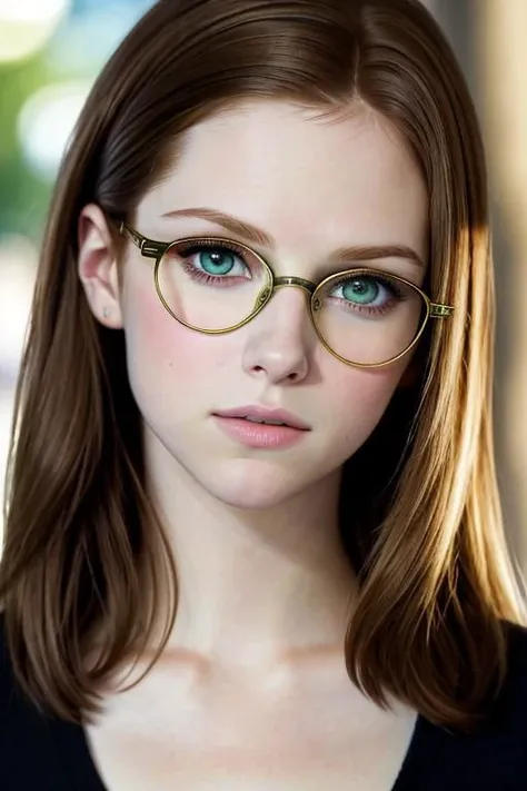 (masterpiece, 8k), 1girl, (Anna Kendrick:0.9), (Natalie Portman:0.8), (Emma Stone:0.9), detailed eyes, detailed face, (green eyes:0.66), ((dynamic angle)), wearing glasses