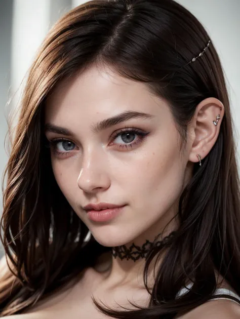 ((face, close up, close up shot)), (High Quality:1.5), (Best Quality:1.5), (masterpiece:1.5),
1girl, young girl, white skin, (elf, pointy ears), (reddish hair:1.3), almond eyes, (gray-blue eyes), long hair, wavy hair, (black eyeshadow:1.2), 162cm tall, oval face, snub nose, lipstick, heart-shaped lips, (arched eyebrows), bare shoulders, excited smile
(detailed:1.05), (extremely detailed:1.06), sharp focus, low contrast, soft cinematic light, soothing tones, HDR, (beautiful face, perfect eyes, detailed skin, detailed face, detailed eyes, detailed hair, detailed lips:1.1)