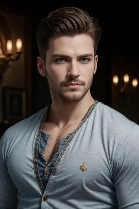 (fantasy:1.5), man, thinning beard, warrior, no moustache, light blue eyes,, (masterpiece, high quality, best quality:1.3), Detailed