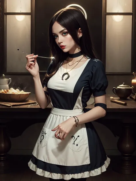 <lora:GoodHands-beta2:0.8>
<lora:americanmcgee_alice-12:0.8> mcgeealice, dress, apron, striped pantyhose, jewelry, necklace <lora:YinYangTech-20:1> yinyangtech, masterpiece, 4k, high quality, highres, absurdres,