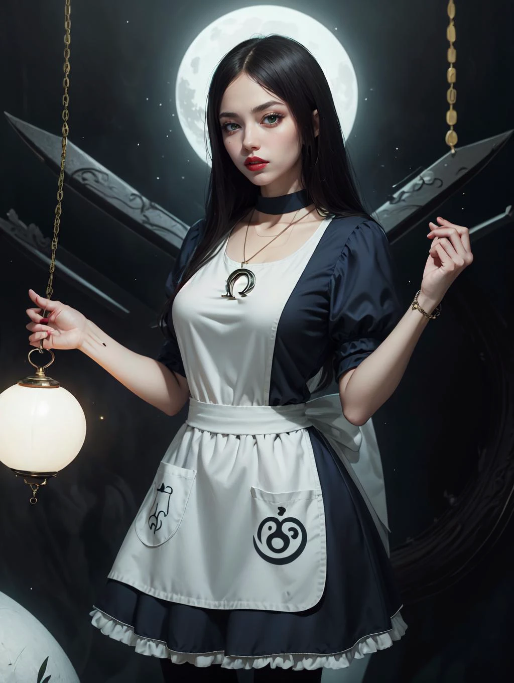 <lora:GoodHands-beta2:0.8>
<lora:americanmcgee_alice-12:0.8> mcgeealice, dress, apron, striped pantyhose, jewelry, necklace <lora:YinYangTech-20:1> yinyangtech, masterpiece, 4k, high quality, highres, absurdres,