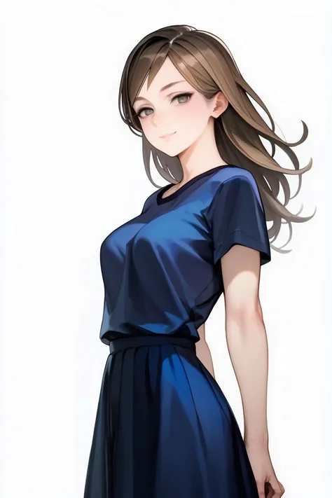 score_9, score_8_up, score_7_up, 1girl, squinting eyes smile, looking at viewer, bronze hair, swept_bangs, dark_grey eyes, breasts, hands_behind_back, sunbeam, <lora:Vanillaware_all_in_one_PonyXL_style_v02:1>