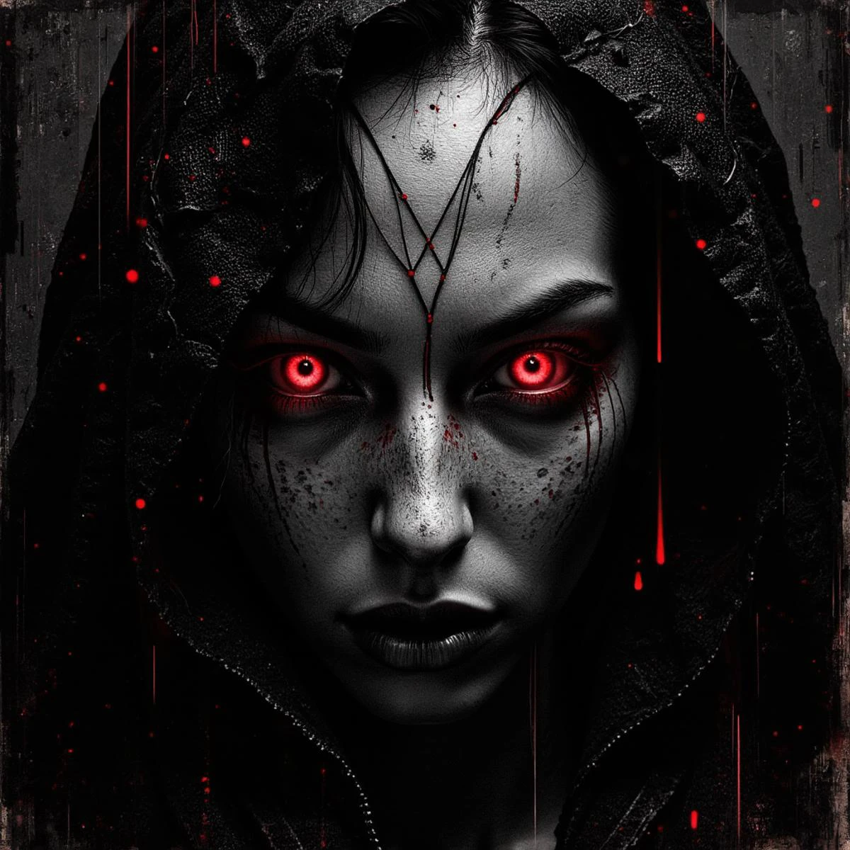 grainy, noise, Dark cyberpunk artwork of THE PROGENITOR OF LUST, Extremely hyper realistic detailed