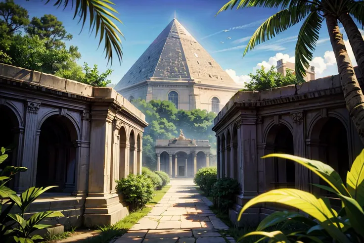 (Absurdres, Absurd Amount of Details, Intricate Details, Masterpiece, Best Quality, High Resolution, 8k), ruins of an ancient pyramid, jungle, toucans, macaws, bananas on palm trees, butterflies, ivy on the pyramid Depth of Field, VFX, soft light, front light, rim light,
<lora:add_detail:1>