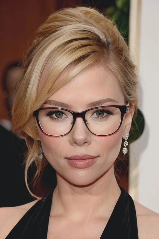 1woman mixed from [Joan Rivers, Claudia Schiffer,
Scarlett Johansson],thin frame glasses