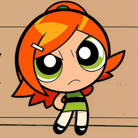 simple background,
<lora:PPGStyle-20:0.8>, full body, chibi, 1girl,
short hair, orange hair,green eyes,hair hair ornament,Gwen <lora:Gwen:0.5>