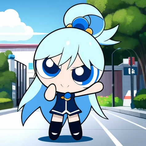 <lora:PPGStyle-20:0.8>,
full body, chibi, 1girl,long hair,
<lora:aquaKonosuba:0.5> aqua \(konosuba\), blue hair, blue eyes,