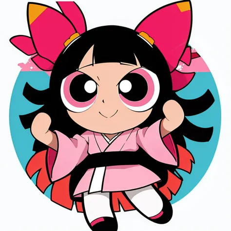 simple background,
<lora:PPGStyle-20:0.8>, full body, chibi, 1girl,
pink eyes,nezuko,japanese clothes, long hair, multicolored hair, <lora:KnY_ChibiV2:0.5>