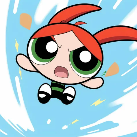 <lora:PPGStyle-20:0.9>,
1girl, red hair, long hair, from below, jumping, dynamic pose, chibi, green eyes,