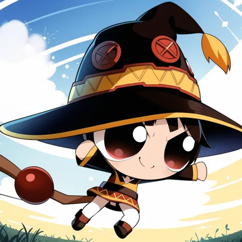 <lora:PPGStyle-20:0.5>,
smile,full body, chibi, 1girl,red dress,
megumin, <lora:megumin_type2:0.6>, witch hat, brown hair,