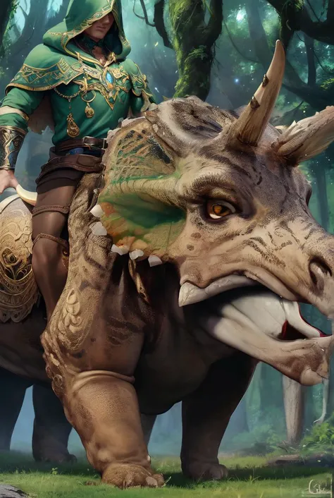 ultra high resolution, (masterpiece:1.2), (best quality:1.2), perfect lighting, (intricate details), fantasy, <lora:epiNoiseoffset_v2:1>, (detailed forest background:1.4), [intricately detailed green hood with gold embroidery]