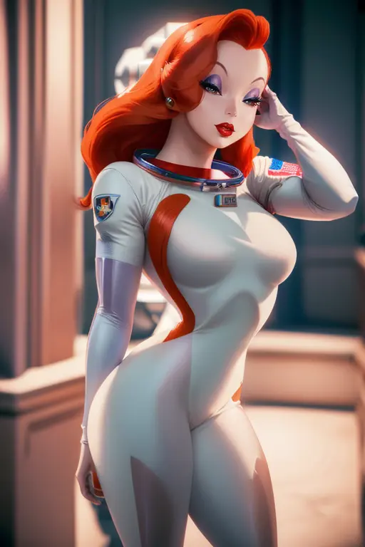 photo of jessicarabbit character woman, (wearing astronaut suit:1.3) , ((best quality)), ((masterpiece)), ((realistic)), (photorealistic:1.3), stunning, (ultra wide shot:1.2), (unreal engine:1.1), (8k resolution:1.2)<lora:jessicarabbit:1>