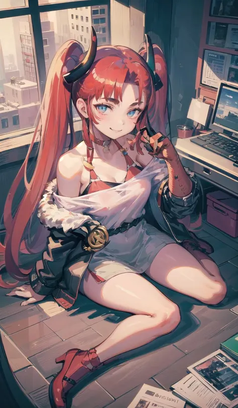 (masterpiece,best quality, detailed), indoors, looking at viewer, 1girl, solo, full body, from above, smile, sitting, wariza,
origin, 1girl, solo,wince, off shoulder, smile, cowboy shot, looking at viewer, shirt, bare shoulders, white shirt, fur trim <lora:toddifons-pynoise:1>