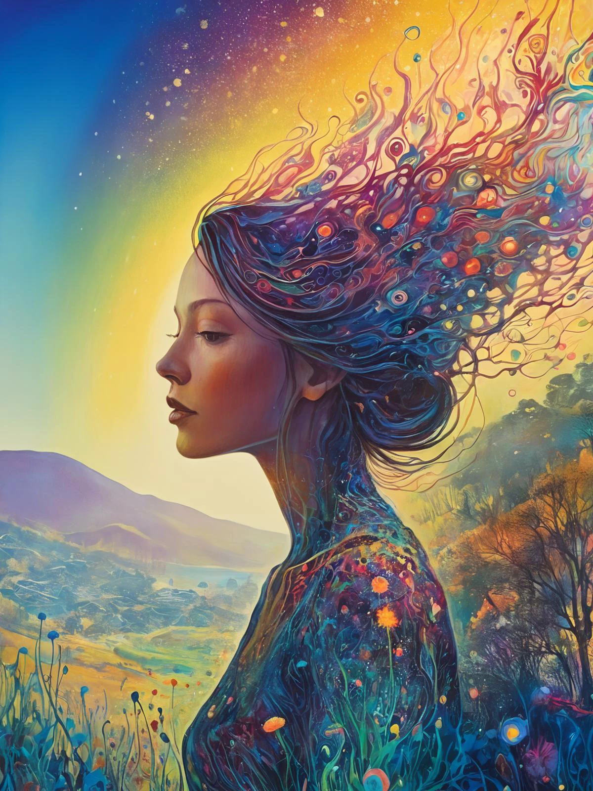 1girl, close up, Amanda Sage style, <lora:last-000002:0.9>,
yvonne coomber style, art by Kilian Eng, <lora:YvonneCoomber:0.2>, psychedelic, mysterious atmosphere