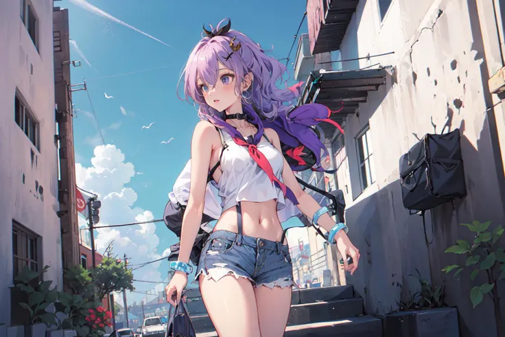 (masterpiece:1.2), best quality,PIXIV,
cool girl,javelin \(azur lane\), purple hair,
street,short shorts,
<lora:cool girl_20230913102000:0.7:1,1,1,1,1,1,1,1,1,1,1,1,1,1,1,0,0> <lora:javelin_v3.0:0.8:CHARACTER>,