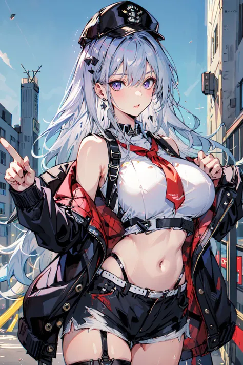 Erotic Anime Illustration、highest quality、Sex Appeal、Downtown Festival、smile、Splatoon、A wall covered in graffiti paint、Buxom bitch cop shows off her pussy to the crowd、Perfect proportions、Very large breasts、Fatty legs、Beautiful, shining eyes、Sweaty、Cowboy Shot