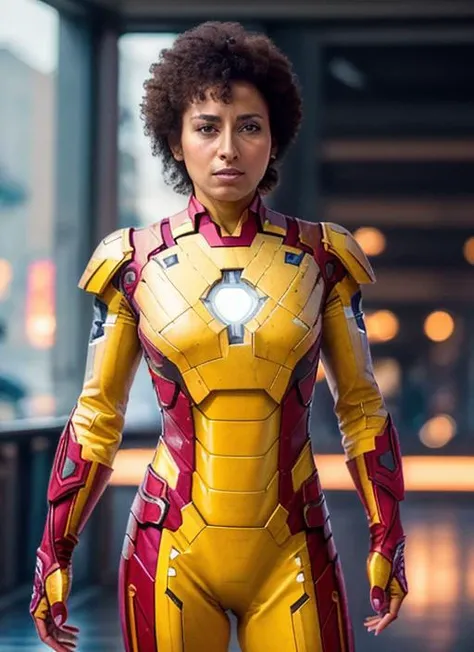 ((masterpiece)), best quality, photoshoot, luminescent, bright colors, illusion, atmospheric scene, (pg1), headshot, man, solo, ((woman  in iron man costume)), (hyperrealism:1.2), (8K UHD:1.2), (photorealistic:1.2), shot with Canon EOS 5D Mark IV     <lora:PamGrier-10:1>  professional, moody cinematic lighting, masterpiece, realistic, roughness, ultra realistic, masterpiece, realistic, roughness, ultra realistic, photographed on a Canon EOS R5, 50mm lens, muted colors, F/2.8, HDR, 8k resolution, highres, high detail, sharp focus, smooth, roughness, real life, photorealism, photography, 8k uhd,