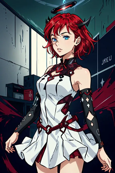 best quality, intricate details,
1girl, Irys \(hololive\), white dress, detached sleeves, (dichromia red and blue eyes), (long red hair:1.2), heterochromia, multicolored eyes, horns, halo, <lora:Irys768-000012:1>
<lora:diamond_wa_kudakenai_2:0.6> araki hirohiko (style),