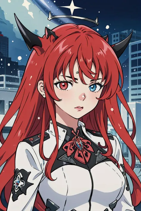 best quality, intricate details,
1girl, Irys \(hololive\), (dichromia red and blue eyes), (long red hair:1.2), heterochromia, multicolored eyes, horns, halo, <lora:Irys768-000012:1>
<lora:boichi mergeV4:0.8> BoSty, police uniform,