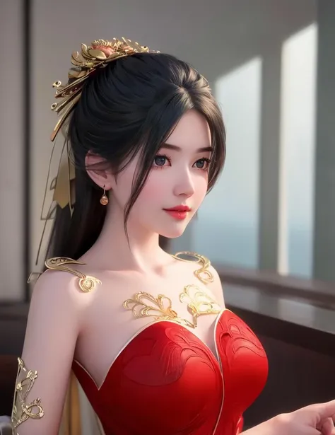 realistic, masterpiece,
(,1girl, pov,best quality, ) , (,1girl, solo, large breasts, looking at viewer, dress, ) <lora:DA_YuJingQiuWedding:0.8>