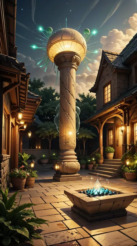 <lora:JediStyle:1>JediStyle quantum art and sculpture gallery, brick,travertine stone,composite materials,rubber roofing roof
, outdoor fireplace,bioluminescent jellyfish, in-ground well lights
, (tranquil:0.6), (serene:0.5), (Masterpiece:1.3) (best quality:1.2) (high quality:1.1)