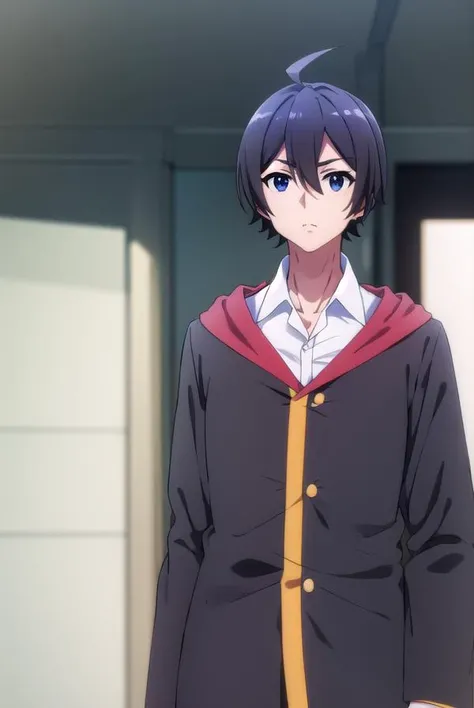 seiichihiiragi, <lora:seiichi hiiragi s2-lora-nochekaiser:1>,
seiichi hiiragi, black hair, hair between eyes, ahoge, male focus, (black eyes:1.5),
BREAK school uniform, hood, robe, shirt, white shirt, collared shirt,
BREAK indoors, classroom,
BREAK looking at viewer, (cowboy shot:1.5),
BREAK <lyco:GoodHands-beta2:1>, (masterpiece:1.2), best quality, high resolution, unity 8k wallpaper, (illustration:0.8), (beautiful detailed eyes:1.6), extremely detailed face, perfect lighting, extremely detailed CG, (perfect hands, perfect anatomy),