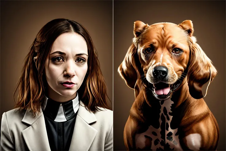 ((a person with a dog )), portrait photography, a portrait, transgressive art ,like_pets