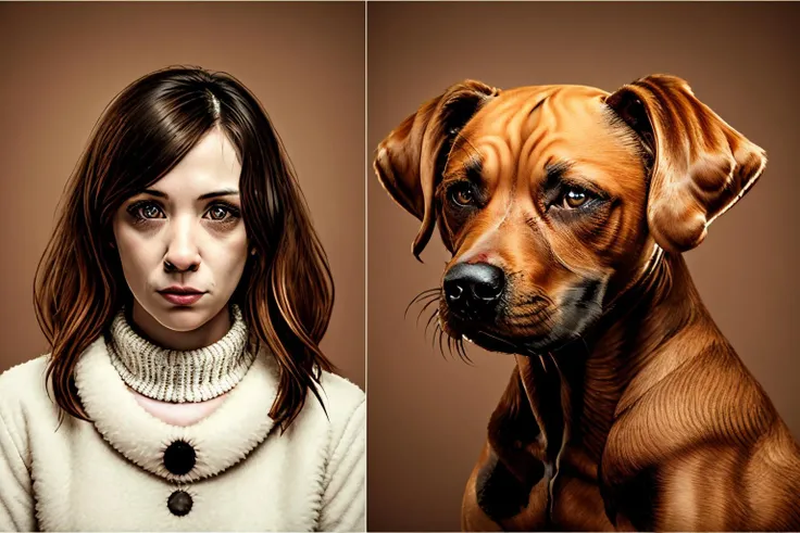 ((a person with a dog )), portrait photography, a portrait, transgressive art ,like_pets
